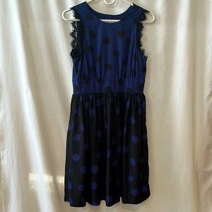 Blue and Black Polka Dot Cocktail Dress